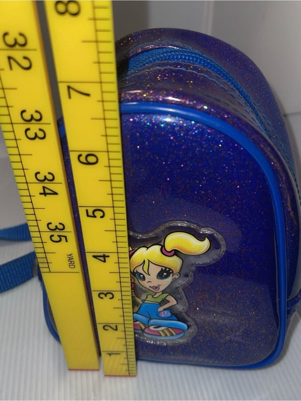 Vintage Y2K Lisa Frank Glittery Blue Mini Backpack - Groovy Skater Girl - RARE - Picture 2 of 7